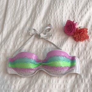 White sparkle swim top